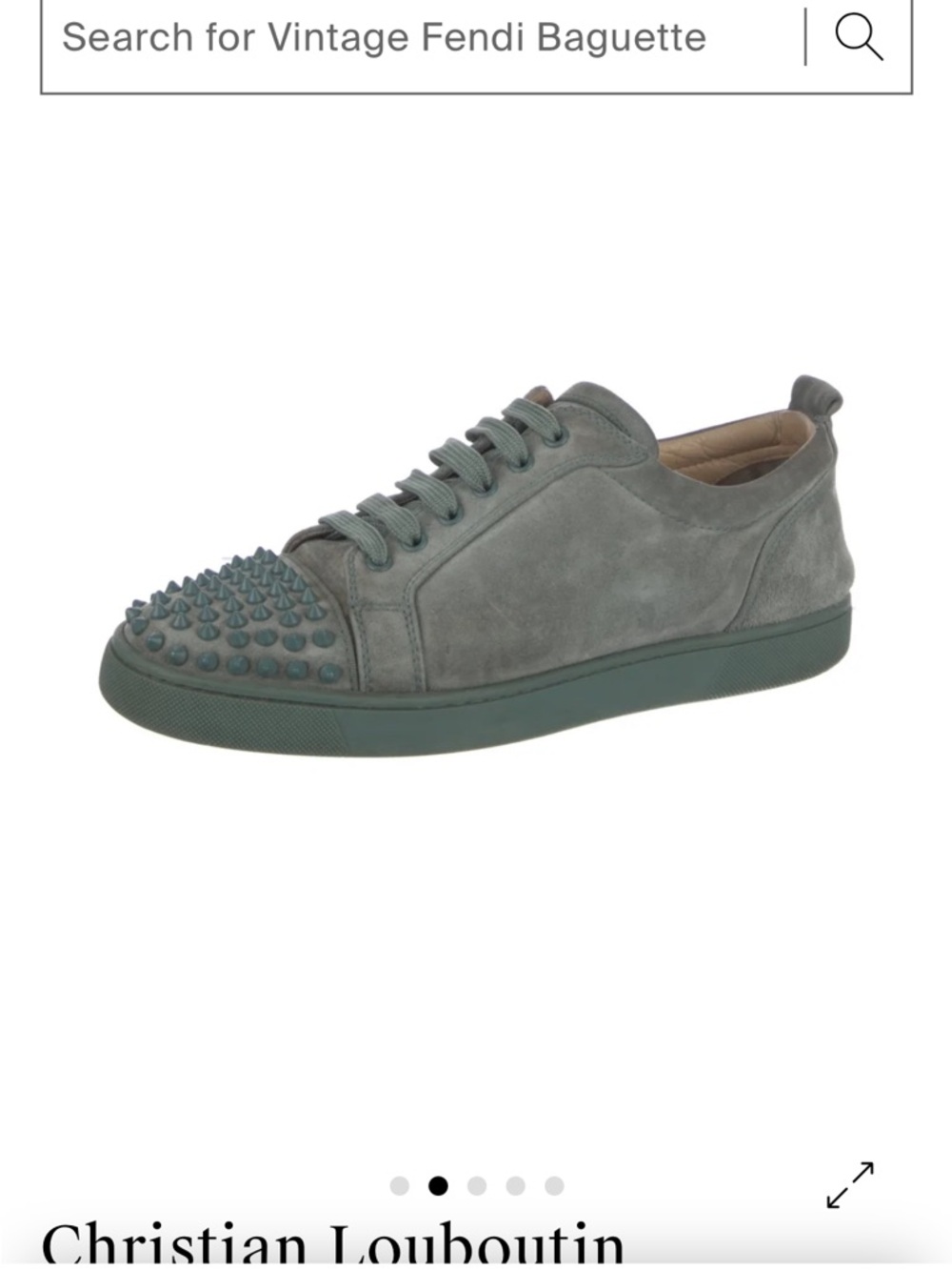 Christian Louboutin Grey Suede Spiked Low-Top Sneaker. Used. Men size 10